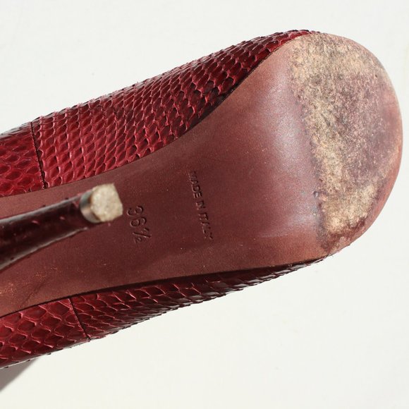 Nina Ricci Burgundy Snake Leather Swarovski Heel - Picture 8 of 8